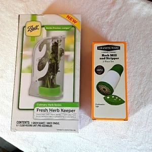 Fresh Herb Keeper and Herb Mill and stripper.